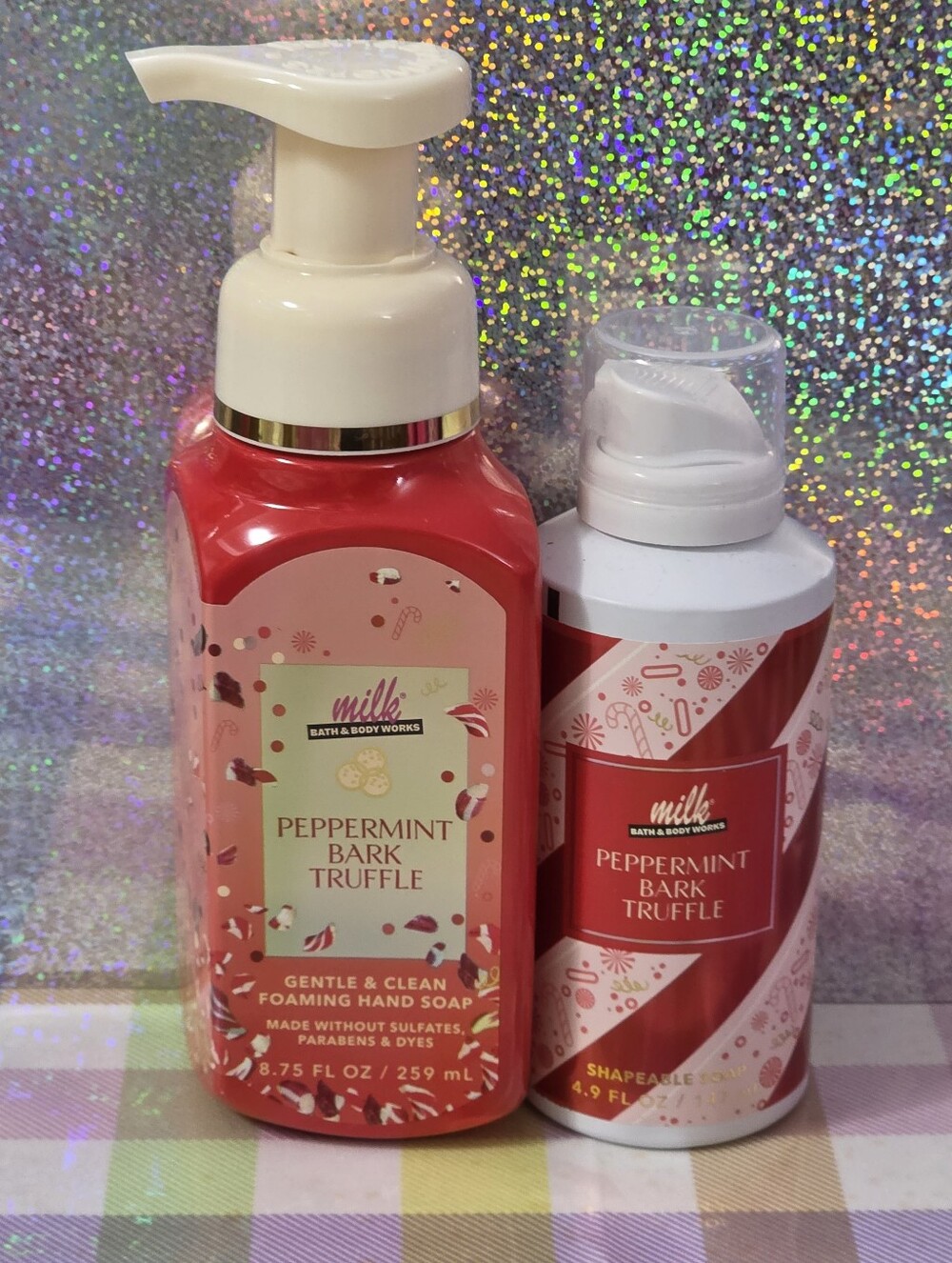 Bath & Body Works Peppermint Bark Truffle Hand Soap & Shapeable Soap Set NEW